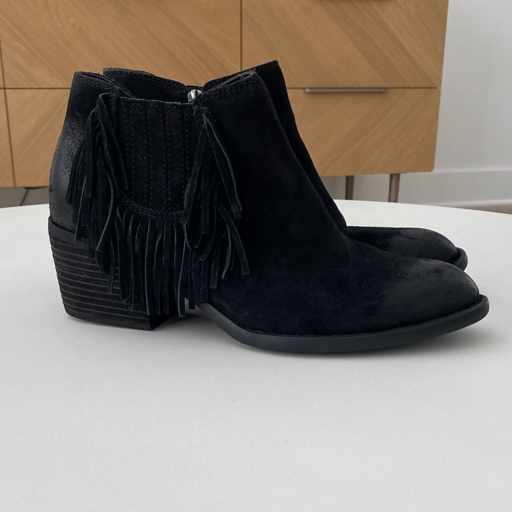 BORN Black Fringe Ankle Boots